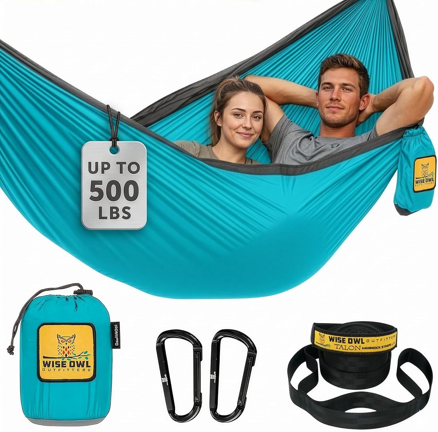 Camping Hammock – up to 500Lbs Portable Hammock with Tree Straps - Travel, Backpacking, Hiking, Outdoors Camping Gear - Single or Double